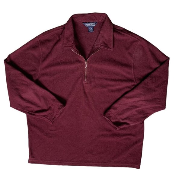 Lands' End Mens XL 46/48 Polartec Fleece 1/4 Zip Pullover Burgundy 41C - Picture 1 of 8